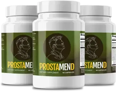 Three bottles of ProstaMend prostate support supplement for men’s health